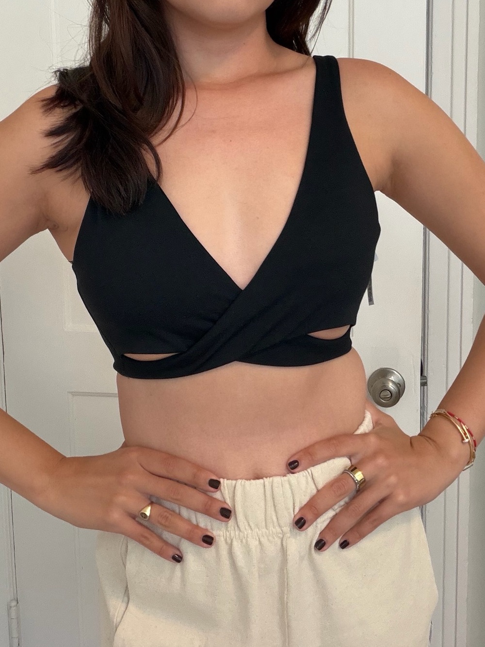 Nike Black V-Neck Cutout Wrap Crop Top